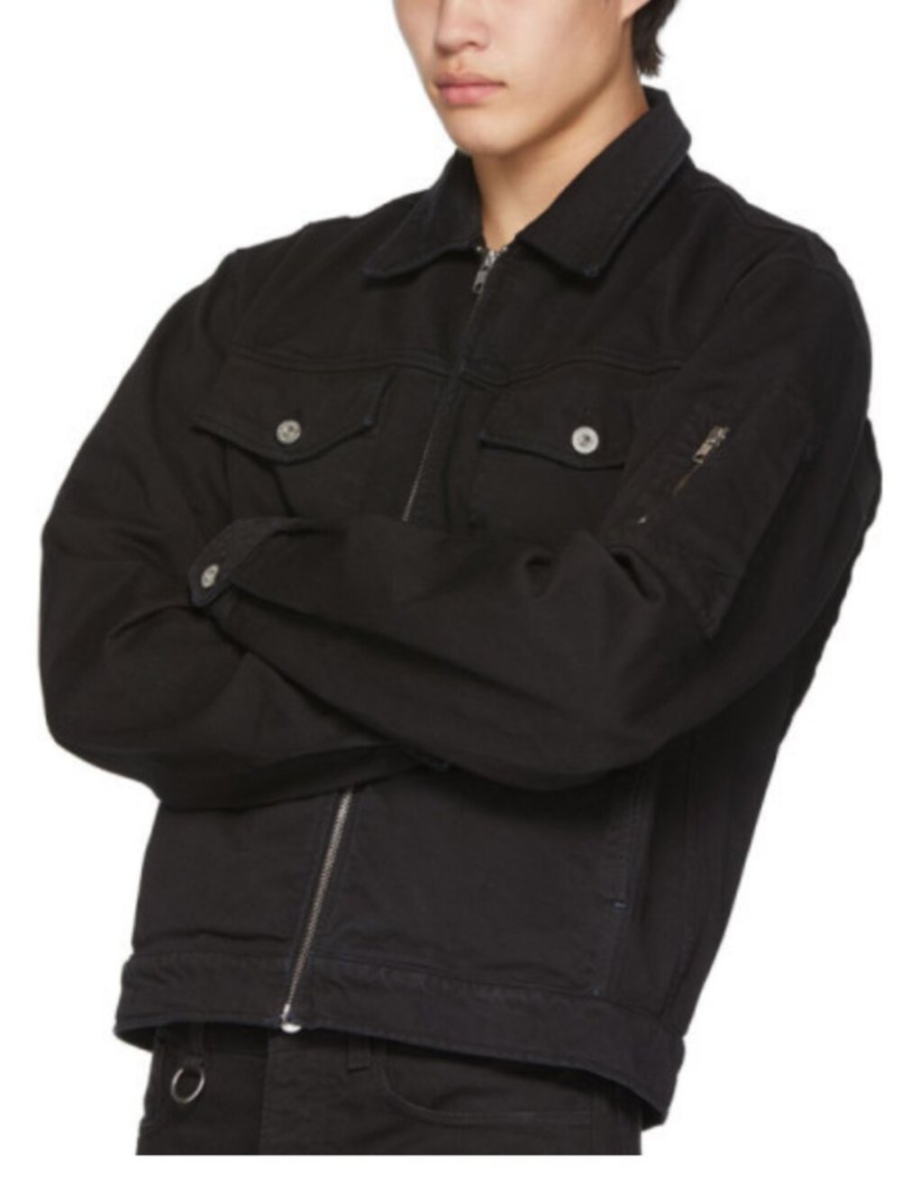 🌟 RANDOM IDENTITIES 🌟 ZIP FRONT DENIM JACKET BLACK WASH SZ L